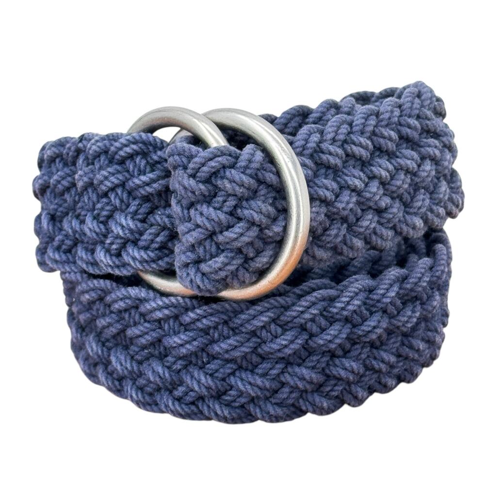 Polo Ralph Lauren Braided Belt LG Blue Men's D Ring Casual Beach Travel Coastal